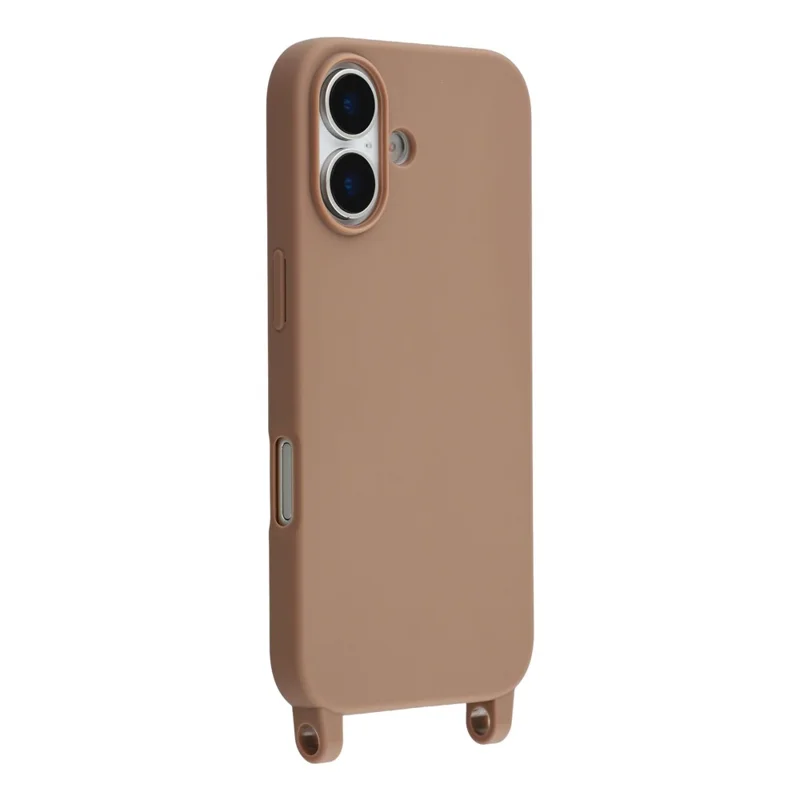 For iPhone 17 Case Soft TPU Protective Phone Cover with Lanyard Holes - Brown
