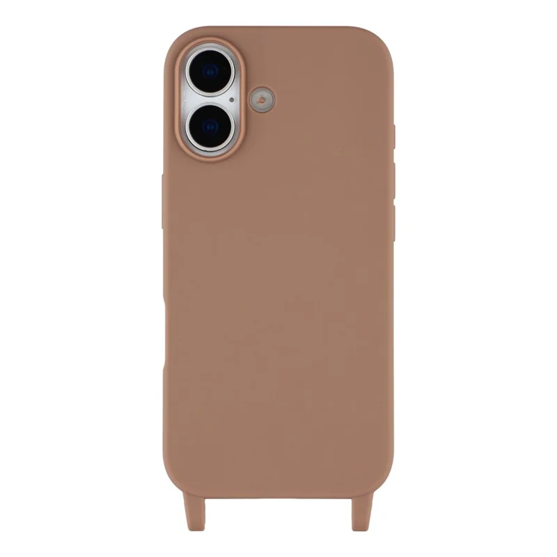 For iPhone 17 Case Soft TPU Protective Phone Cover with Lanyard Holes - Brown