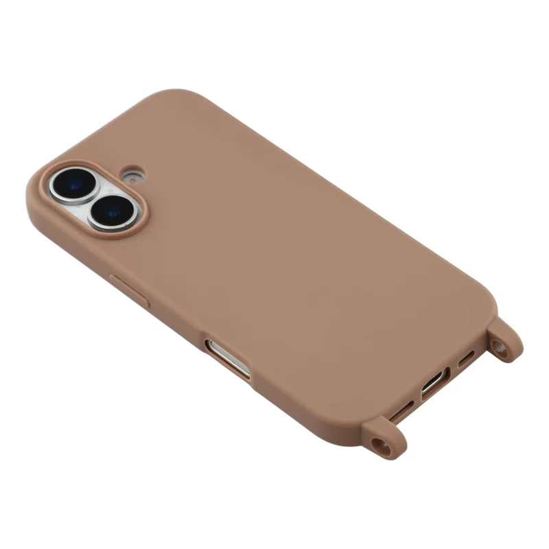For iPhone 17 Case Soft TPU Protective Phone Cover with Lanyard Holes - Brown