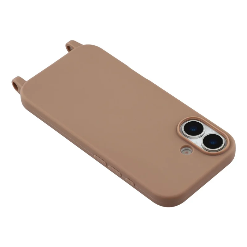 For iPhone 17 Case Soft TPU Protective Phone Cover with Lanyard Holes - Brown