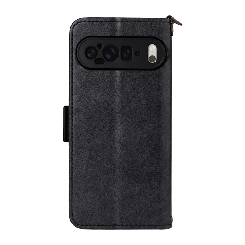 Étui en cuir pour Google Pixel 10 Pro XL / Pixel 9 Pro XL avec fermeture magnétique, support portefeuille et bandoulière - Noir