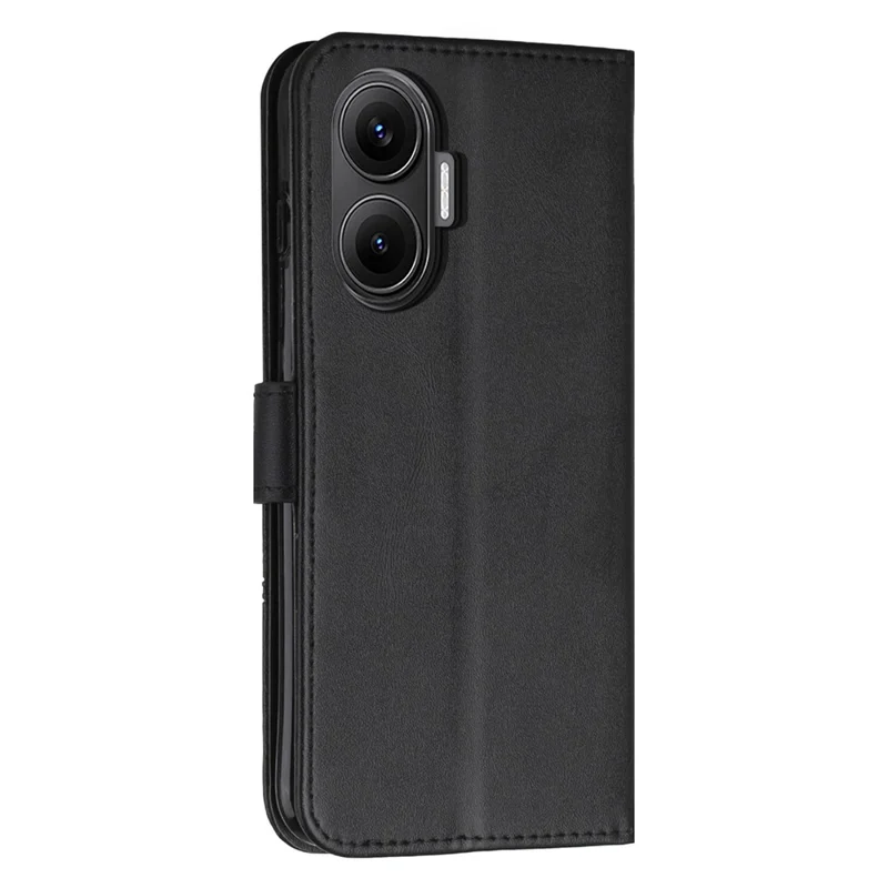 For Xiaomi Poco F7 5G  /  Redmi Turbo 4 Pro 5G Leather Phone Case Foldable Stand Wallet Flip Cover with Strap - Black