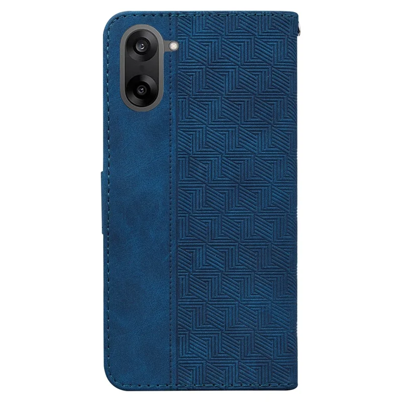Чехол для OnePlus Nord CE5 5G с геометрическим узором, кожаный кошелек с ремешком на руку - Синий