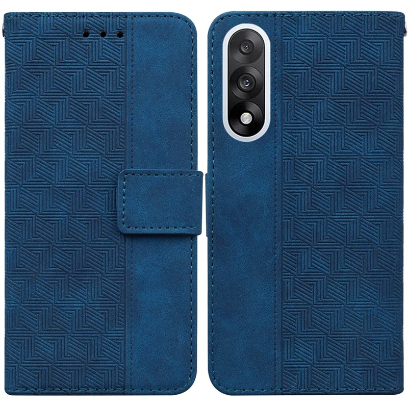 Für OnePlus Nord 5 5G Hülle Geometrisches Muster Leder Geldbörse Handyhülle mit Handschlaufe - Blau