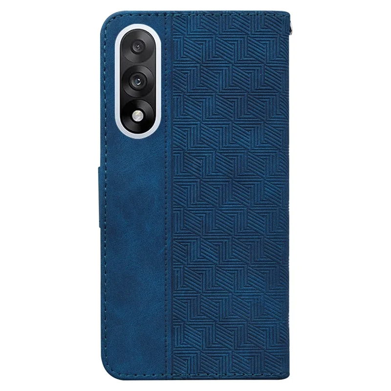 Für OnePlus Nord 5 5G Hülle Geometrisches Muster Leder Geldbörse Handyhülle mit Handschlaufe - Blau