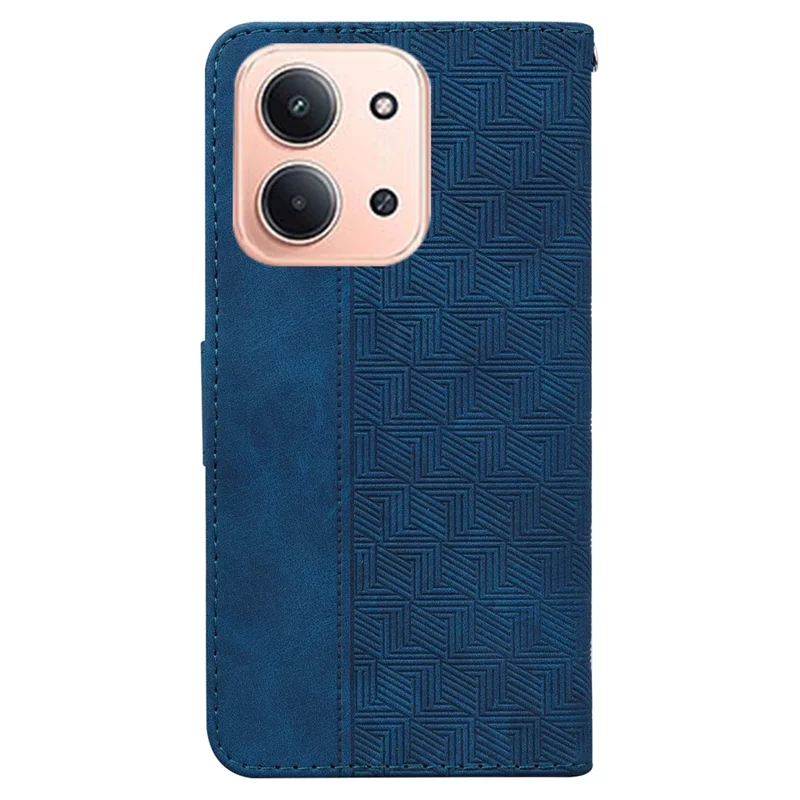Capa para Xiaomi Redmi 15C 4G (173mm) Padrão Geométrico Carteira de Couro com Alça de Pulso - Azul