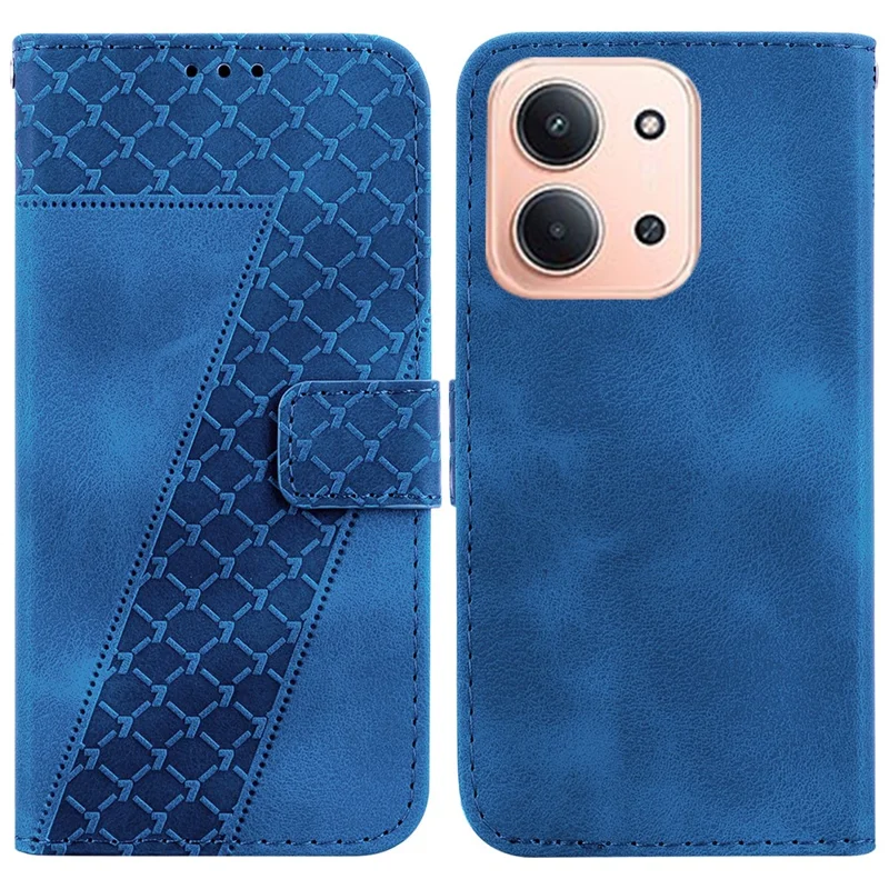 Cover per Xiaomi Redmi 15C 4G (173mm) con Custodia con Supporto - Motivo a 7 Stampato in Pelle con Cinturino - Blu Scuro