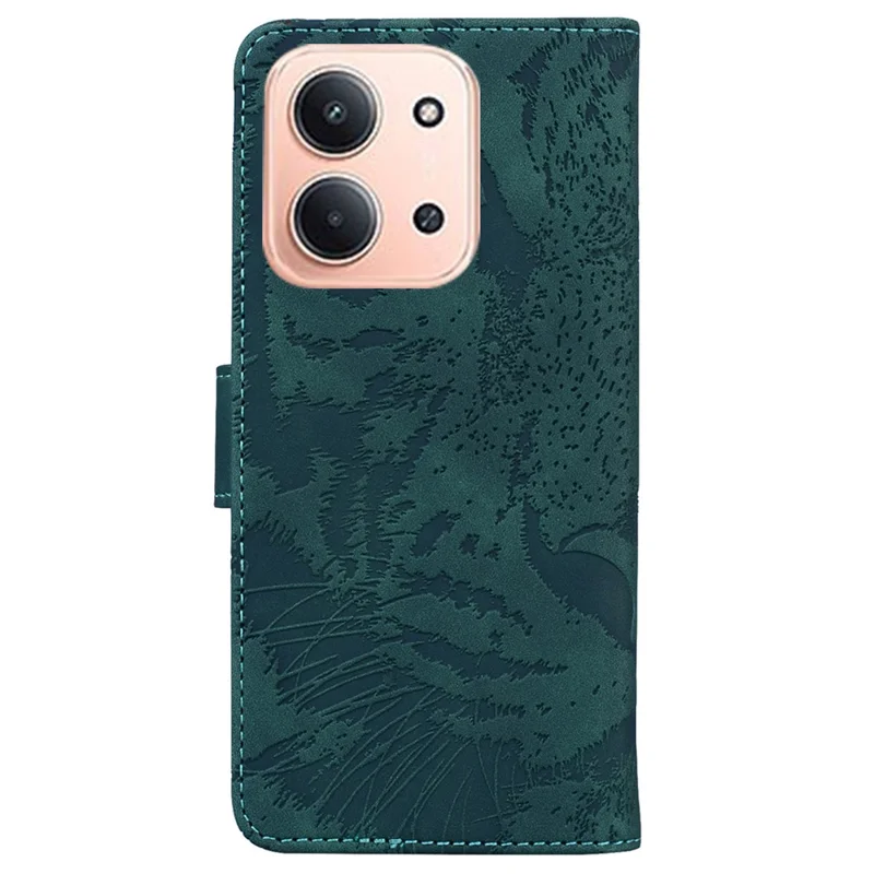 For Xiaomi Redmi 15C 5G (EU) (173mm) / 15C 4G (EU) (173mm) Case Tiger Imprint Leather Wallet Phone Cover - Green