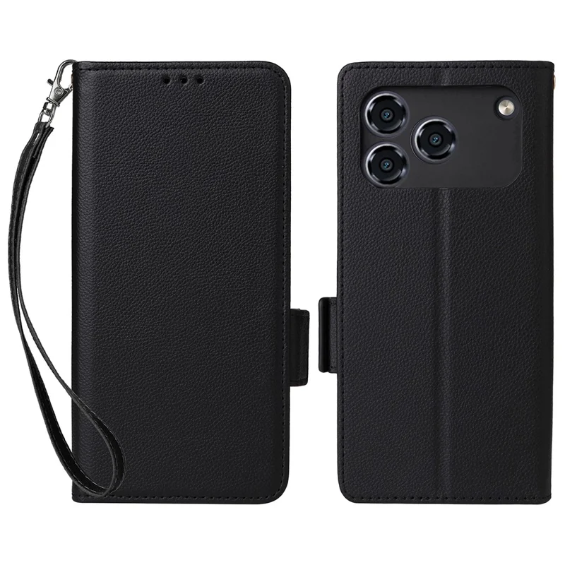 Capa para ZTE Blade A36 / nubia A36 com Alça de Pulso Textura de Couro Sintético Carteira para Celular - Preto