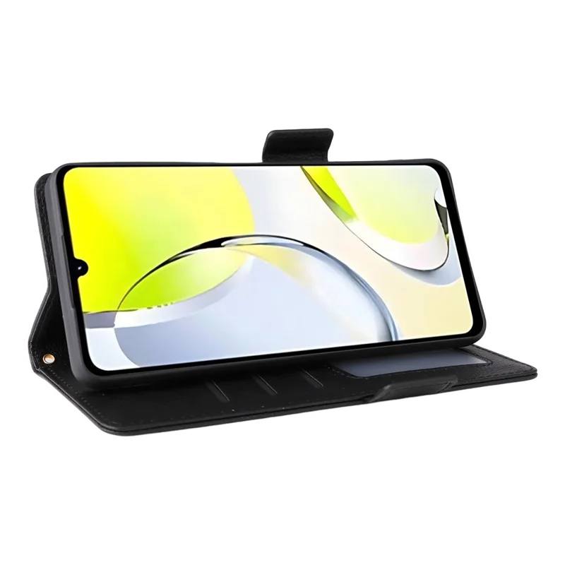 Capa para ZTE Blade A36 / nubia A36 com Alça de Pulso Textura de Couro Sintético Carteira para Celular - Preto