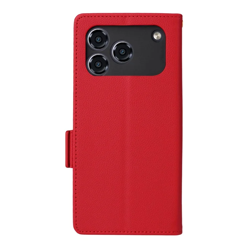 For ZTE Blade A36 / nubia A36 Case with Wrist Strap Litchi Texture PU Leather Wallet Phone Cover - Red