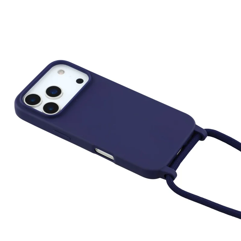 Coque pour iPhone 17 Pro Max en TPU Souple Antichoc avec Lanière Ajustable - Bleu Foncé