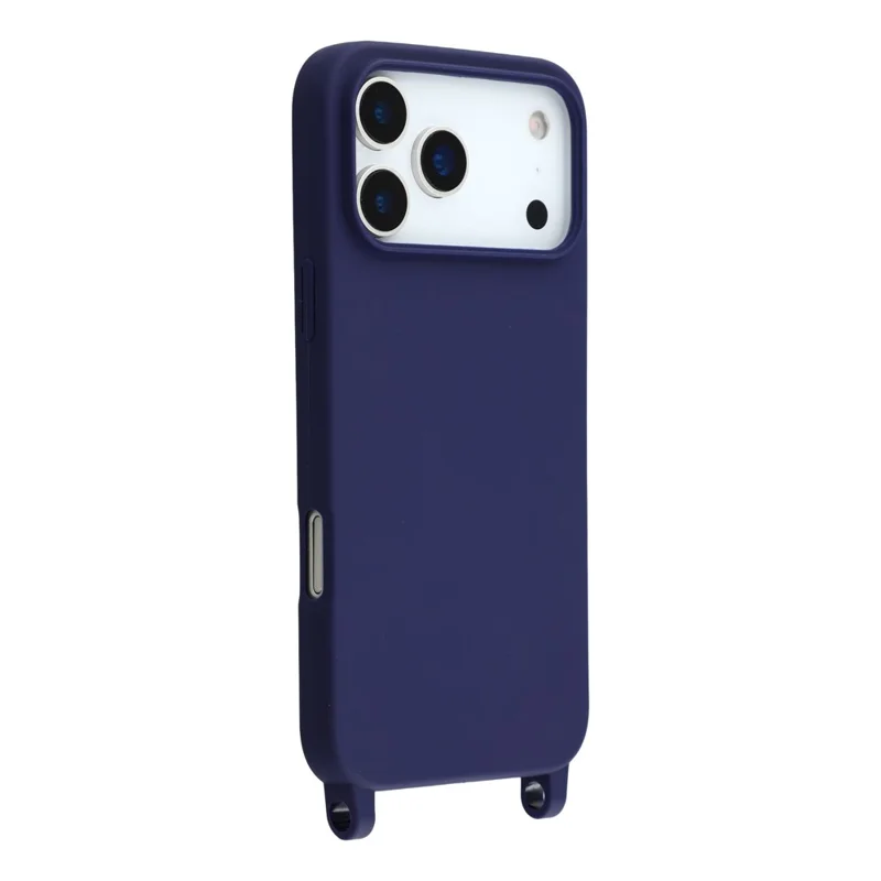 Coque pour iPhone 17 Pro en TPU Souple Antichoc avec Lanière Réglable - Bleu Foncé