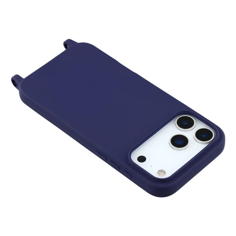Coque pour iPhone 17 Pro en TPU Souple Antichoc avec Lanière Réglable - Bleu Foncé