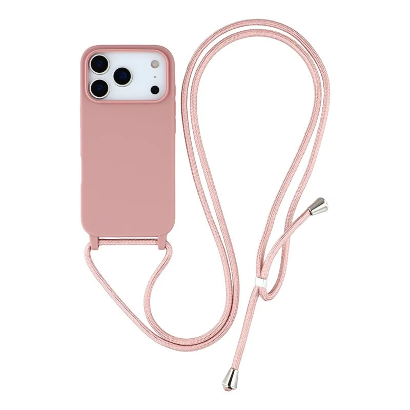 For iPhone 17 Pro Case TPU Soft Shockproof Phone Cover with Adjustable Lanyard - Deep Pink