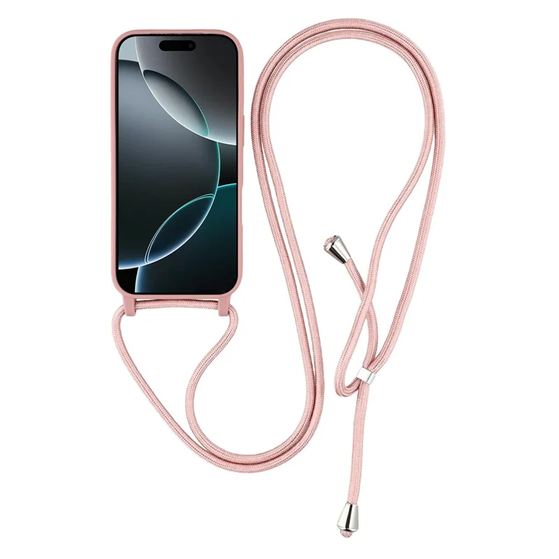 For iPhone 17 Pro Case TPU Soft Shockproof Phone Cover with Adjustable Lanyard - Deep Pink
