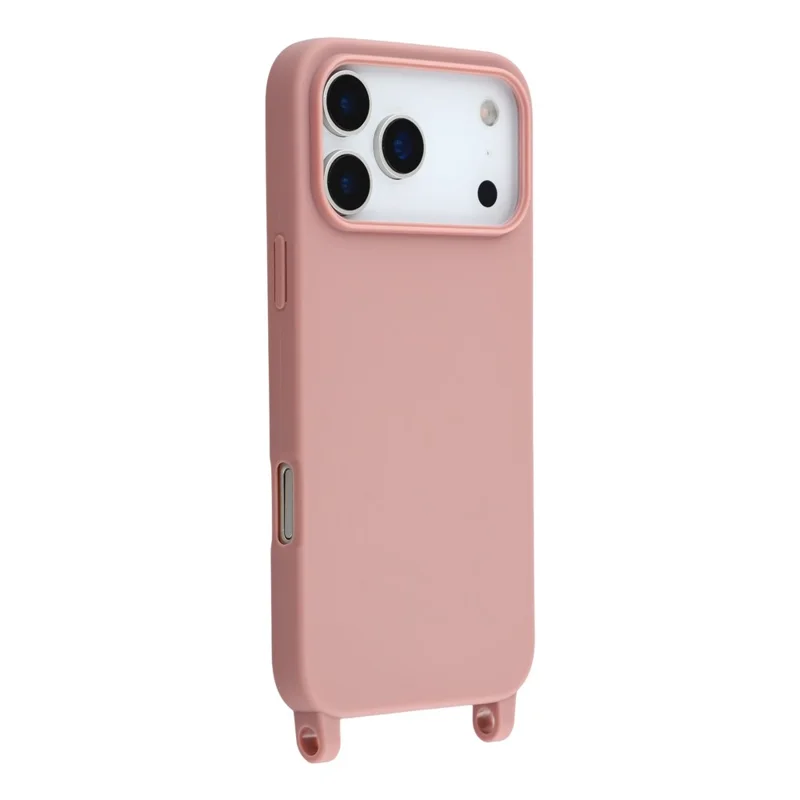 For iPhone 17 Pro Case TPU Soft Shockproof Phone Cover with Adjustable Lanyard - Deep Pink
