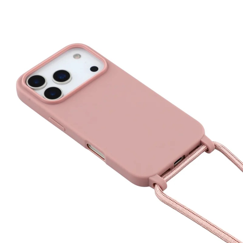 For iPhone 17 Pro Case TPU Soft Shockproof Phone Cover with Adjustable Lanyard - Deep Pink