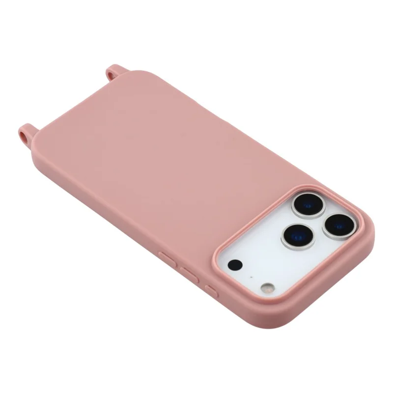 For iPhone 17 Pro Case TPU Soft Shockproof Phone Cover with Adjustable Lanyard - Deep Pink