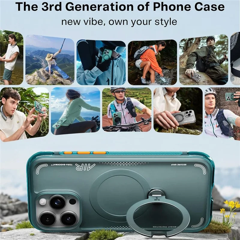 TORRAS Ostand Q3 Air Series For iPhone 16 Pro Max Case with Kickstand Compatible with MagSafe Shockproof PC + TPU Phone Cover (Amazon Packaging, No EAN Code) - Blue