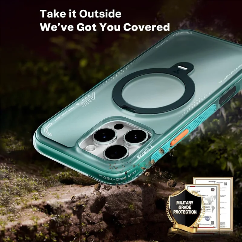 TORRAS Ostand Q3 Air Series For iPhone 16 Pro Max Case with Kickstand Compatible with MagSafe Shockproof PC + TPU Phone Cover (Amazon Packaging, No EAN Code) - Blue