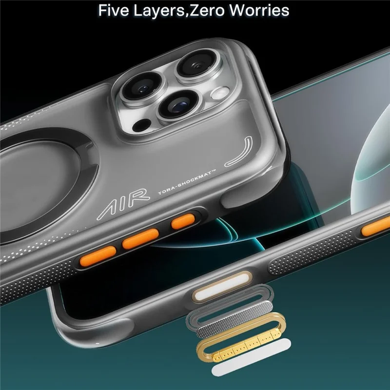 TORRAS Ostand Q3 Air Serie Magnetische Schutzhülle mit Ständer für iPhone 16 Pro - TPU/PC Rückseite - Schwarz