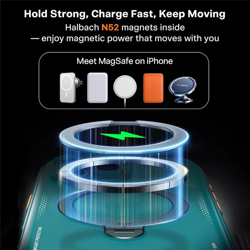 TORRAS Ostand Q3 Air Series لجهاز iPhone 16 Pro غطاء واقي بحامل قابل للدوران ومتوافق مع MagSafe، مقاوم للصدمات ومصنوع من مادة PC + TPU (تعبئة أمازون، بدون رمز EAN) - أزرق