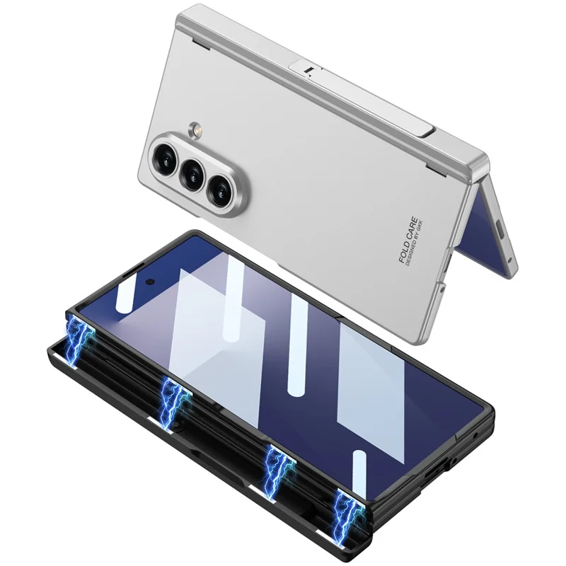 Étui GKK pour Samsung Galaxy Z Fold7 5G Charnière magnétique Protection PC + Verre trempé Support Housse de téléphone - Noir