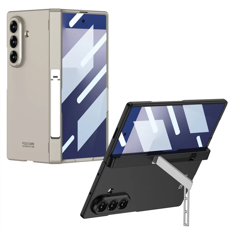 Étui GKK pour Samsung Galaxy Z Fold7 5G Charnière magnétique Protection PC + Verre trempé Support Housse de téléphone - Noir