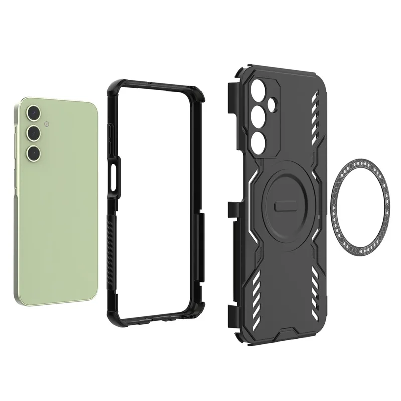 Per Samsung Galaxy A25 5G (Globale) (161,0 mm) Cover Magnetica Farfalla Armor Dissipazione del Calore PC + TPU - Nero