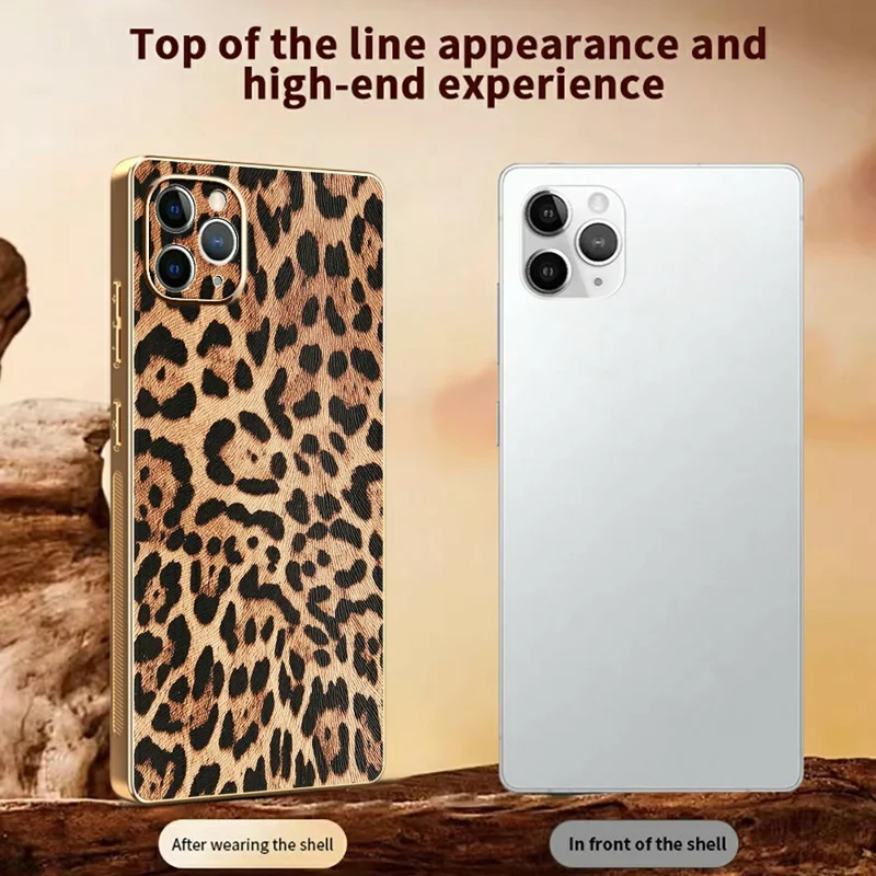 Чехол для iPhone 11 Pro Max с леопардовым принтом, из ПК + TPU с электрофорезным покрытием, из искусственной кожи