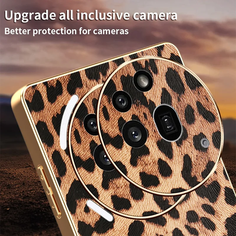 Étui pour Nothing Phone (3a) Pro Imprimé Léopard en Cuir PU Revêtu de TPU + PC avec Finition Électroplaquée