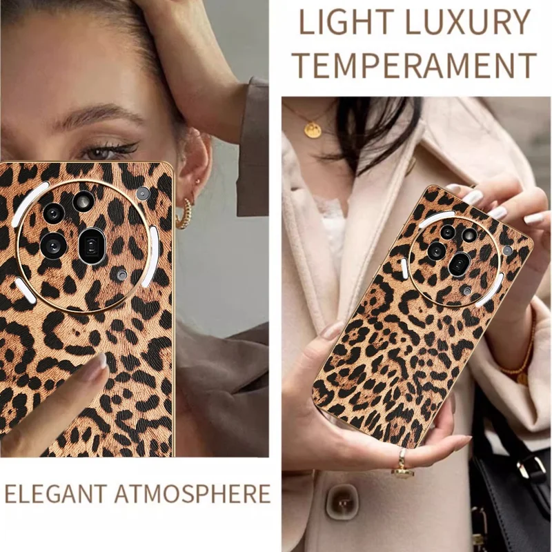 Étui pour Nothing Phone (3a) Pro Imprimé Léopard en Cuir PU Revêtu de TPU + PC avec Finition Électroplaquée