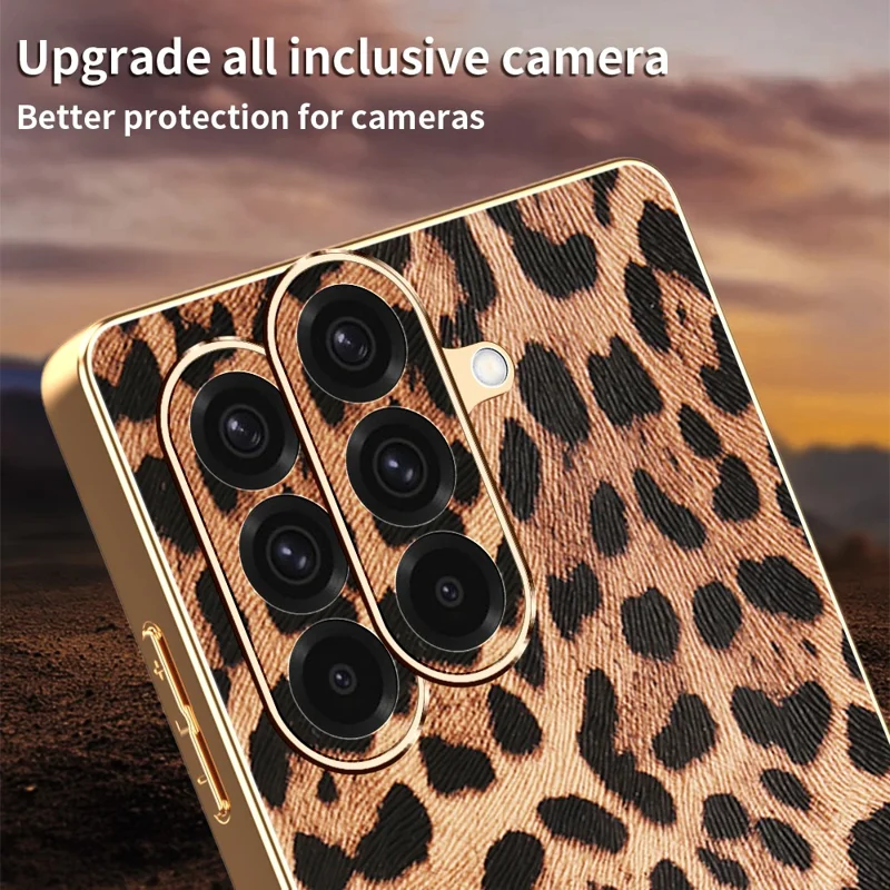 Für Samsung Galaxy A36 5G Hülle Leopardenmuster PU-Leder beschichtet TPU + PC Galvanisierung Handyhülle