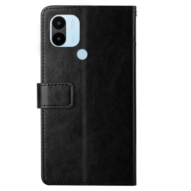 Anti-drop Smartphone Cover Для Xiaomi Redmi A1+ 4G, HT01 PU Кожаная Отпечатанные Y-образные Линии Телефона. - Черный