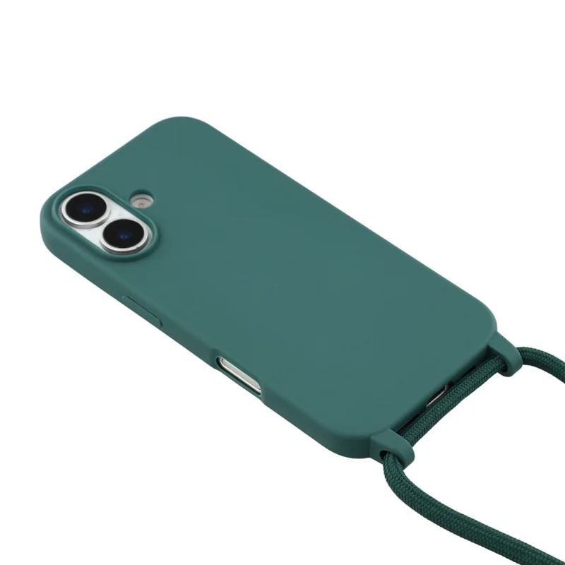 Coque pour iPhone 17 en TPU Souple Anti-Choc avec Lanière Réglable - Vert Foncé