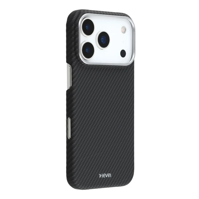 Capa X-LEVEL para iPhone 17 Pro com Textura de Fibra de Carbono, Capa Rígida de PC Anti-Impacto