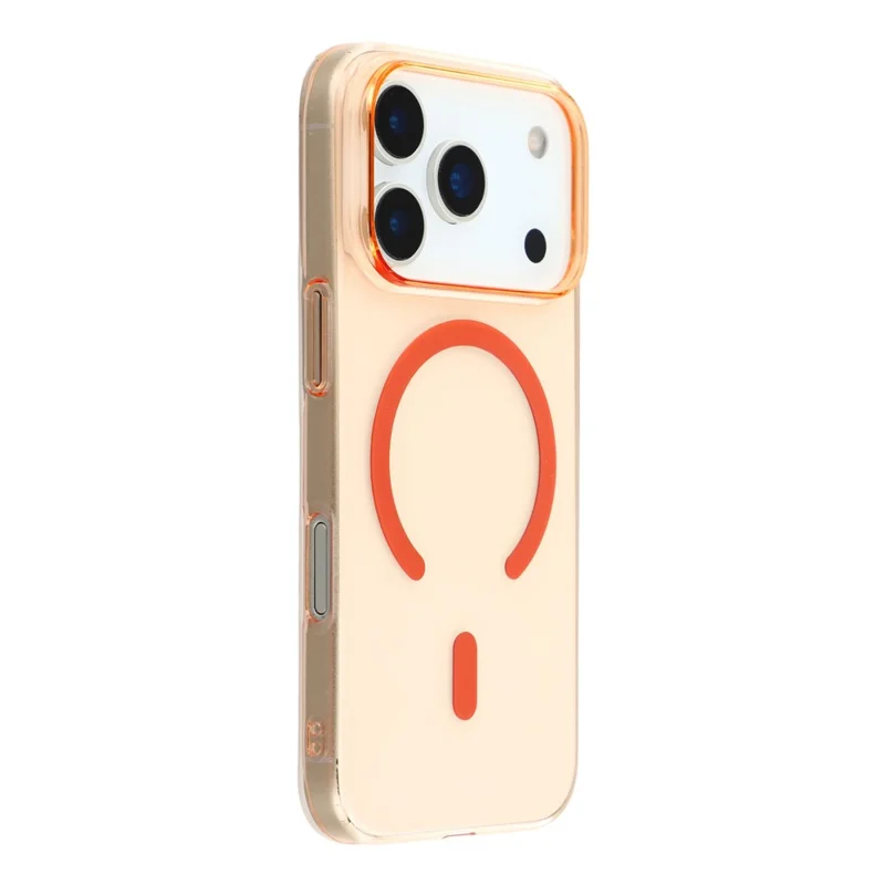 X-LEVEL för iPhone 17 Pro skal kompatibelt med MagSafe, klart bakre, tunt, hårt PC-telefonskal - Transparent orange