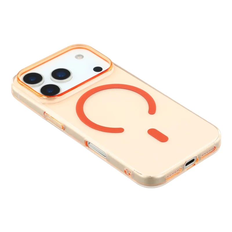 X-LEVEL för iPhone 17 Pro skal kompatibelt med MagSafe, klart bakre, tunt, hårt PC-telefonskal - Transparent orange
