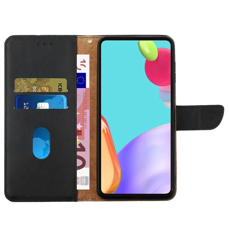 Für Xiaomi Redmi A1+ 4G HT02 Full Protection Nappa Texture Phone Hülle Echtes Leder TPU Brieftasche Folio Flip Cover Mit Ständer - Schwarz