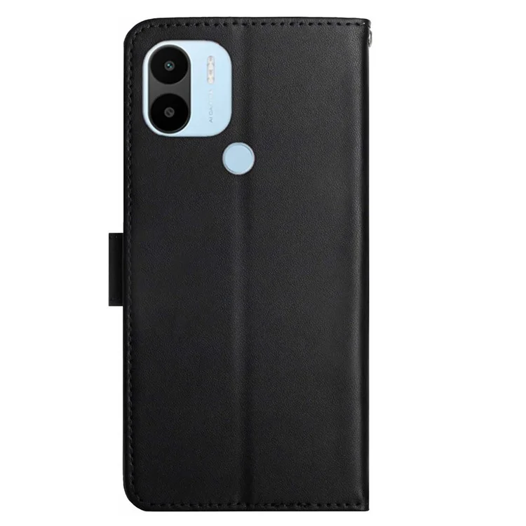 Für Xiaomi Redmi A1+ 4G HT02 Full Protection Nappa Texture Phone Hülle Echtes Leder TPU Brieftasche Folio Flip Cover Mit Ständer - Schwarz