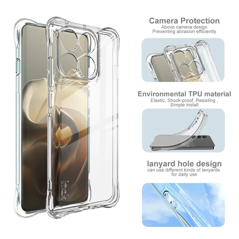 IMAK For Motorola Edge 60 Pro 5G Case TPU Phone Cover Airbag Shockproof Protection - Transparent