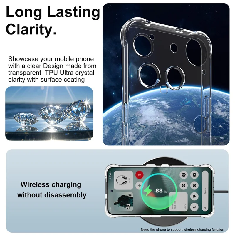 IMAK For Nothing Phone (3) 5G Case TPU Phone Cover Airbag Shockproof Protection - Transparent