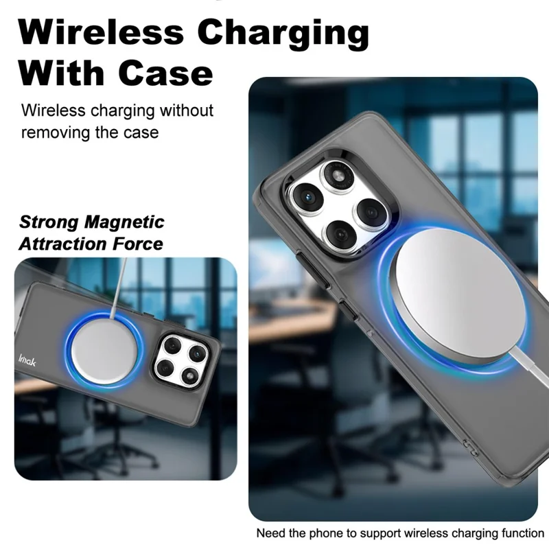 Cover posteriore IMAK per Motorola Edge 60 Fusion 5G / 60s 5G / 60 5G compatibile con MagSafe in PC + TPU - Nero