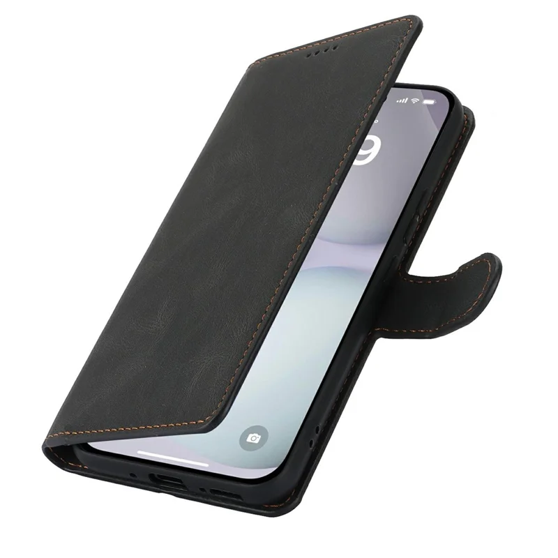 Cover per iPhone 17 in Pelle PU con Porta Carte e Supporto - Nero