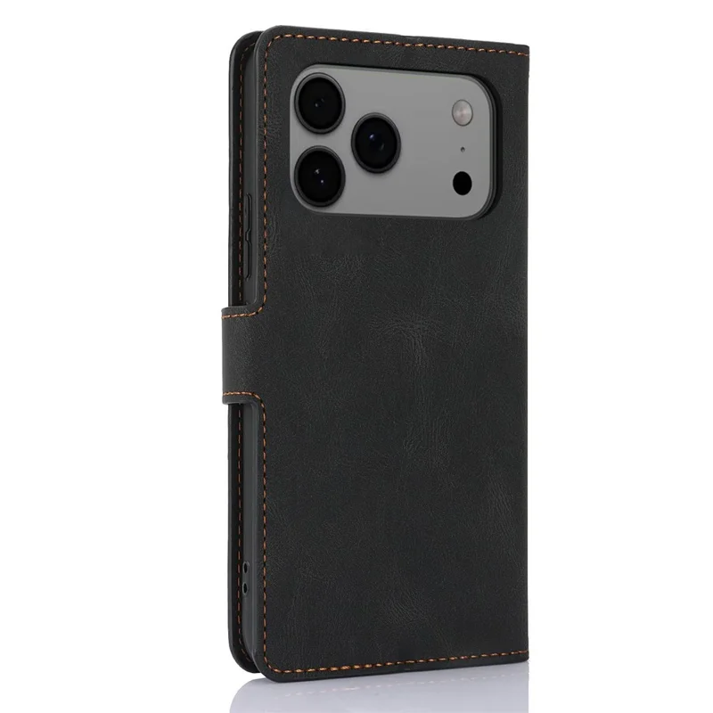 Cover per iPhone 17 Pro Max in Pelle Sintetica con Portafogli e Supporto - Nero