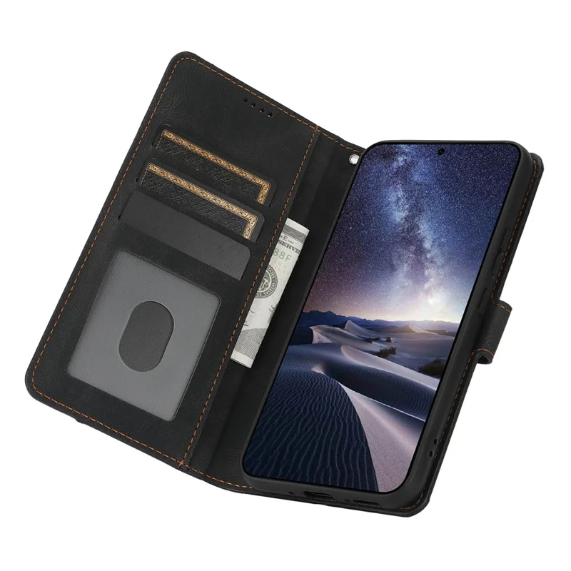 Cover per iPhone 17 Pro Max in Pelle Sintetica con Portafogli e Supporto - Nero