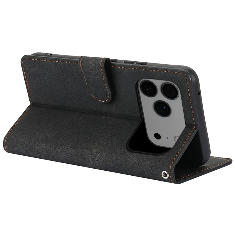 Cover per iPhone 17 Pro Max in Pelle Sintetica con Portafogli e Supporto - Nero