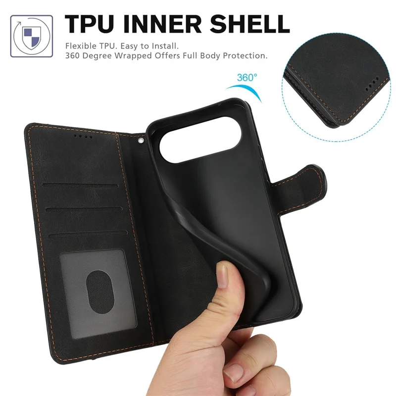 Étui air pour iPhone 17 en cuir PU avec porte-cartes - Noir