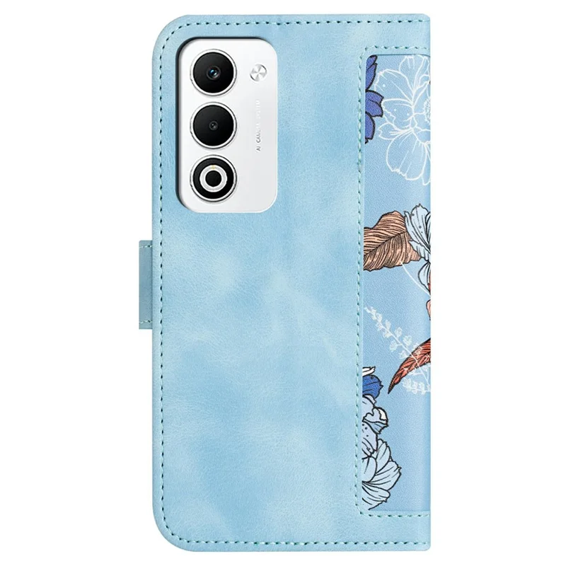 Para o Oppo A5 4G Capa de Couro Floral com Slots para Cartões - Azul Bebê
